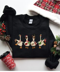 Funny Goose Christmas Bling Lights Sweatshirt Lovely Unique Xmas Gift