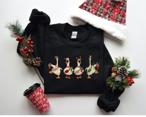 Funny Goose Christmas Bling Lights Sweatshirt Lovely Unique Xmas Gift