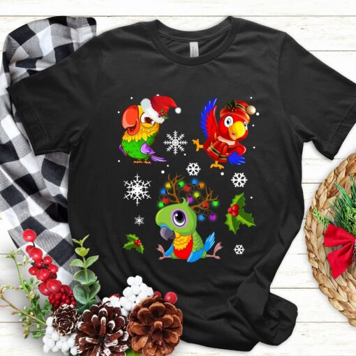 Funny Parrot Snowflakes Christmas Sweatshirt Colorful Unique Xmas Gift