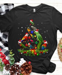 Funny Parrot Snowflakes Christmas Tree Sweatshirt Colorful Unique Xmas Gift