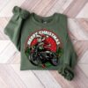 Funny Santa Riding Motorcycle So Merry Christmas Sweatshirt Lovely Unique Xmas Gift