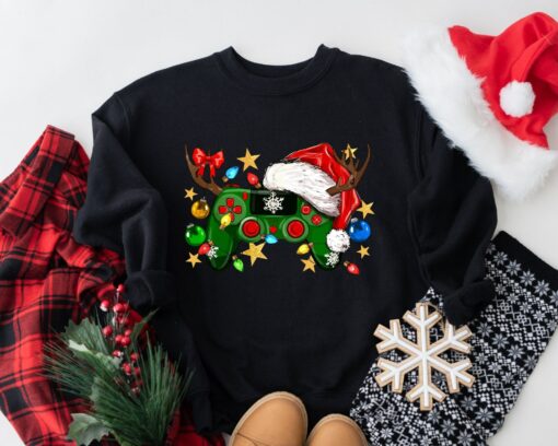 Game Controller Christmas Santa Hat Sweatshirt