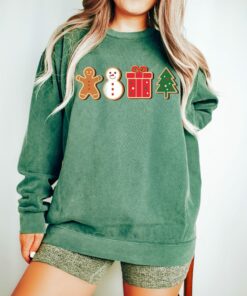 Gingerbread Cookies Snowman Pin Tree Sweatshirt Cute Unique Christmas Gift