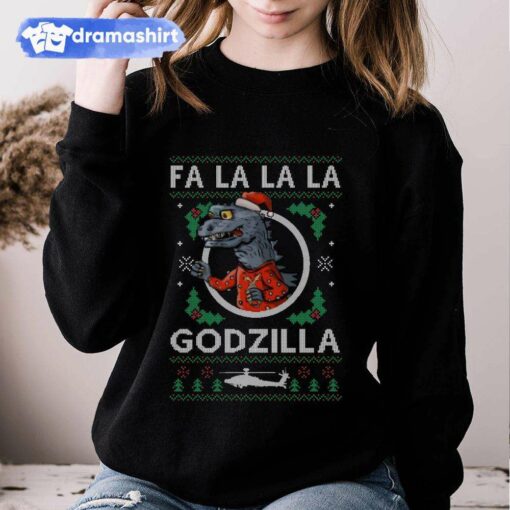 Godzilla Fa La La La Ugly Sweater Christmas T-Shirt