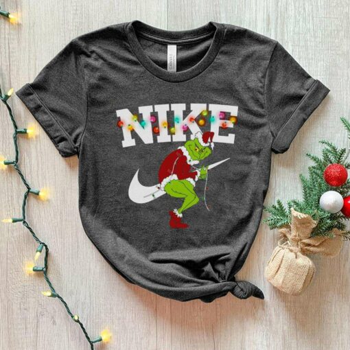 Grinch Nike Christmas Lights T-Shirt