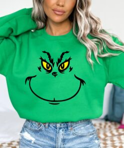 Grinchmas Face Sweatshirt Trendy Humor Unique Christmas Gift