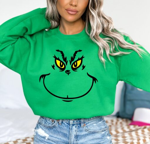 Grinchmas Face Sweatshirt Trendy Humor Unique Christmas Gift