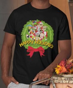 Happy Holidays Wreath Christmas T-Shirt Looney Tunes