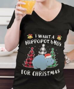 Hippo I Want Hippopotamus Christmas T-shirt
