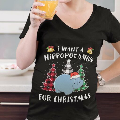 Hippo I Want Hippopotamus Christmas T-shirt