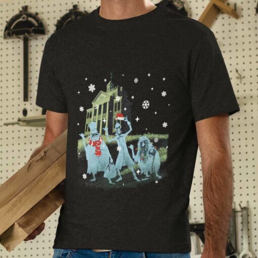 Hitchhiking Ghosts Haunted Mansion Snow Rainning Christmas T-shirt