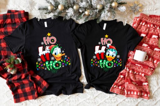 Ho Ho Ho Disneyland Couples Donald Daisy Christmas Candy Cane Vacation Holiday Xmas Sweatshirt