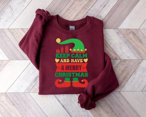 Keep Calm And Have A Merry Christmas Cute Gnome Sweatshirt Funny Unique Xmas Gift