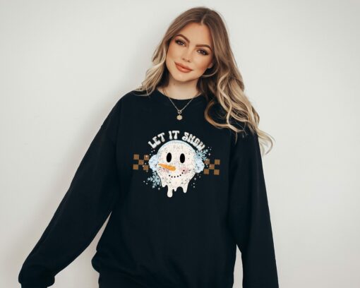 Let It Snow Christmas Cute Snowman Sweatshirt Trendy Unique Xmas Gift