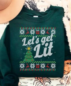 Let’s Get Lit Christmas Sweatshirt Lovely Unique Xmas Gift