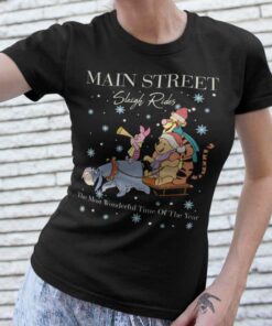 Main Street Sleigh Rides Christmas T-shirt Winnie The Pooh