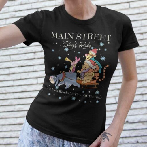 Main Street Sleigh Rides Christmas T-shirt Winnie The Pooh