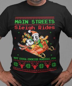 Main Street Sleigh Rides Hot Cocoa Mickey Minnie T-Shirt Funny