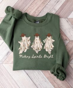 Making Spirits Bright Funny Western Christmas Ghost Sweatshirt
