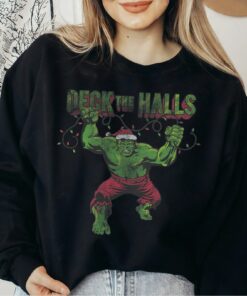 Marvel Christmas Hulk Deck The Halls With Christmas Lights Sweatshirt Unique Xmas Gift