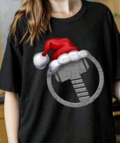 Marvel Thor Hammer Icon Santa Hat Christmas Graphic Cool Sweatshirt Unique Xmas Gift