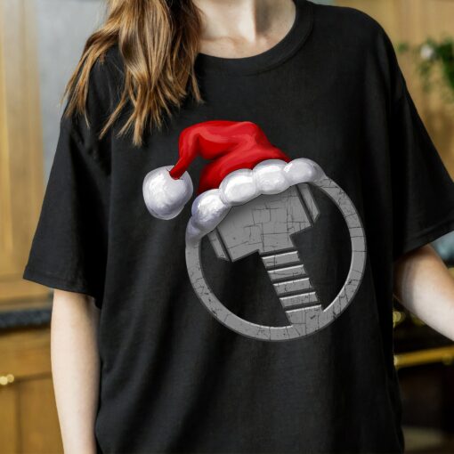 Marvel Thor Hammer Icon Santa Hat Christmas Graphic Cool Sweatshirt Unique Xmas Gift