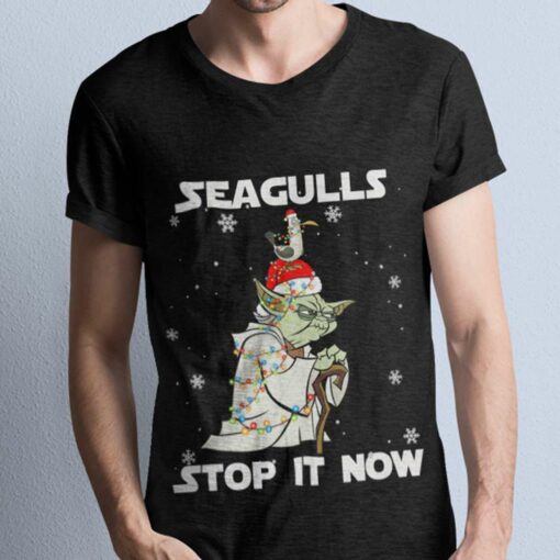 Master Yoda Seagulls Stop It Now Christmas Tee