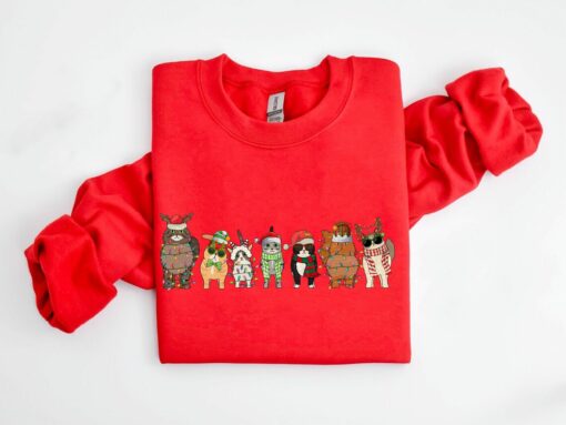 Meowy Cats Christmas Sweatshirt Colorful Lights Unique Xmas Gift