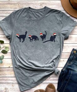 Meowy Santa Hat Christmas T-Shirt
