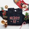 Merry AF Retro Christmas Sweatshirt Lovely Unique Xmas Gift