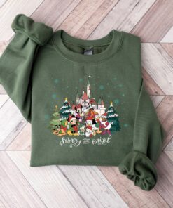 Merry And Bright Christmas Disneyworld Mickey And Friends Sweatshirt Cozy Unique Xmas Gift