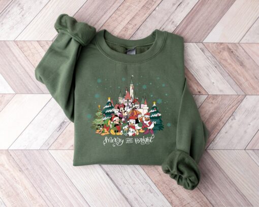 Merry And Bright Christmas Disneyworld Mickey And Friends Sweatshirt Cozy Unique Xmas Gift