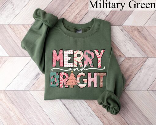 Merry And Bright Sweatshirt Lovely Unique Xmas Gift