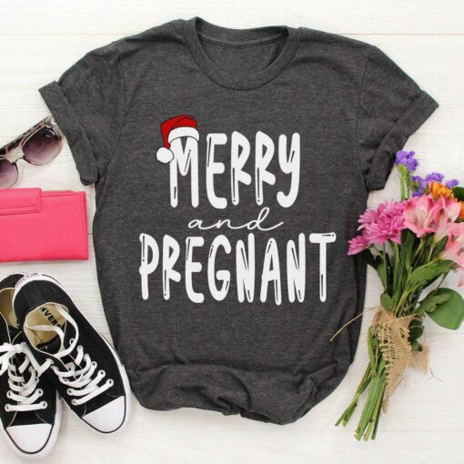 Merry And Pregnant Christmas T-Shirt