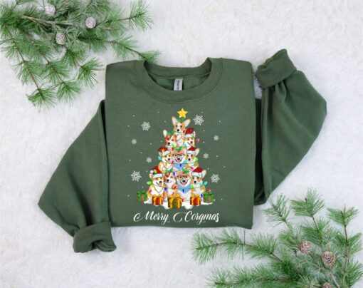 Merry Christmas Cute Corgi Sweatshirt Lovely Unique Xmas Gift