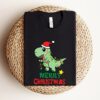 Merry Christmas Cute Dinosaur Light Sweatshirt Lovely Unique Xmas Gift