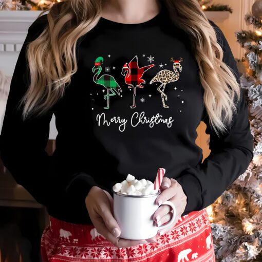 Merry Christmas Cute Flamingo Sweatshirt Lovely Unique Xmas Gift