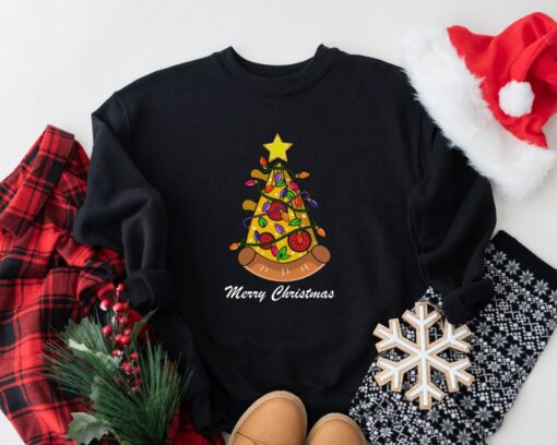 Merry Christmas Cute Pizza Sweatshirt