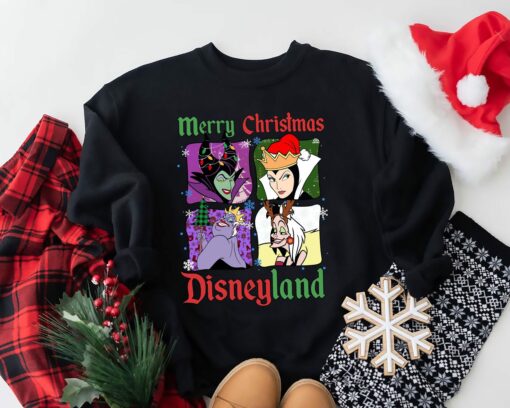 Merry Christmas Disneyland Villains Maleficent Evil Queen Ursula Bad Girls Have More Fun Xmas Party Sweatshirt