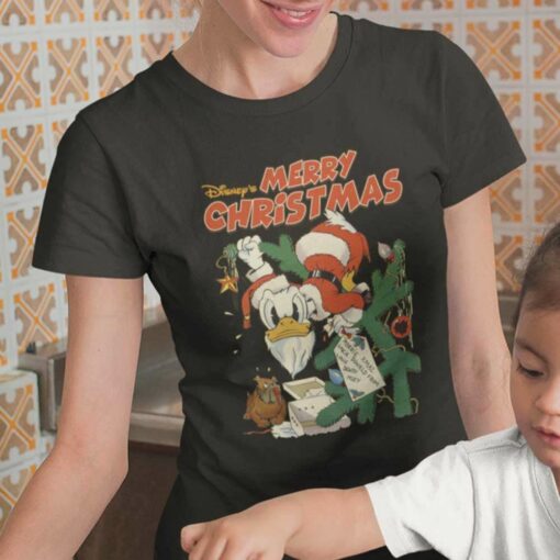 Merry Christmas Donald Duck In Cactus Tree Christmas T-shirt Disney