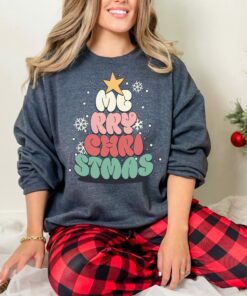 Merry Christmas Gildan Unisex Sweatshirt Christmas Tree Bling Lights Unique Xmas Gift