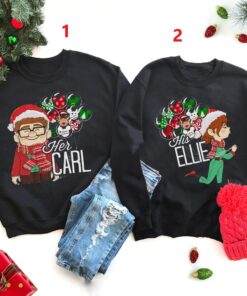 Merry Christmas Her Carl His Ellie Balloon Cartoon Movie Couple Matching Sweatshirt