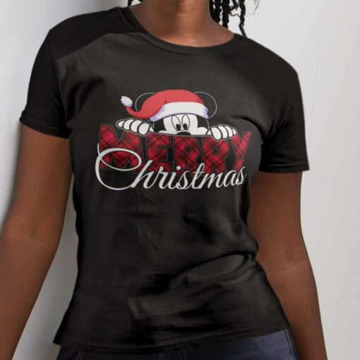 Merry Christmas Mickey Christmas Black Tee Disney