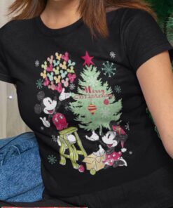 Merry Christmas Mickey Minnie With Balloon Christmas T-shirt Disney