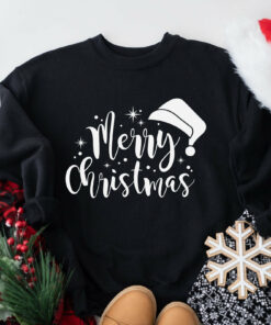 Merry Christmas Santa Hat Sweatshirt Basic Unique Xmas Gift