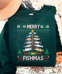 Merry Fishmas Christmas Fishing Sweatshirt