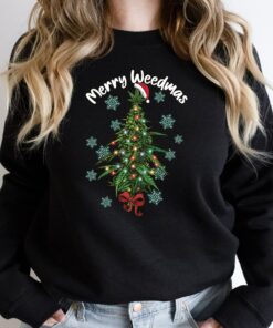 Merry Weedmas Marijuana Christmas Winter Holiday Sweatshirt