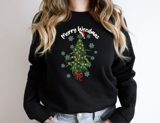 Merry Weedmas Marijuana Christmas Winter Holiday Sweatshirt