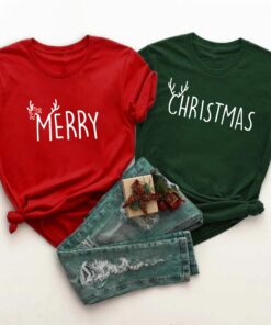 Merry &amp Christmas Couple Reindeer Matching Sweatshirt Lovely Unique Xmas Gift