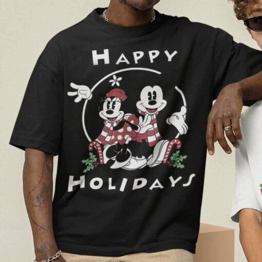 Mickey And Minnie Mouse Happy Holidays Christmas T-Shirt Disney